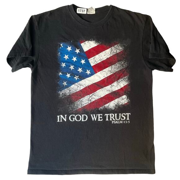 Delta Pro Weight Men Short Sleeve T-shirt size M, Black, America In God We Trust - Picture 1 of 8